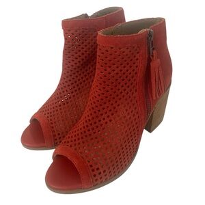 SOLE SOCIETY Women’s Red Peep-Toe Ankle Boots  Size: 6